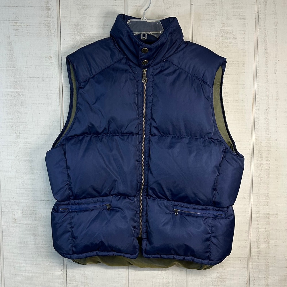 Vintage GAP Men Down Puffer Vest XL Zip Hooded Alpine A317 Navy Gorpcore 90s Y2k